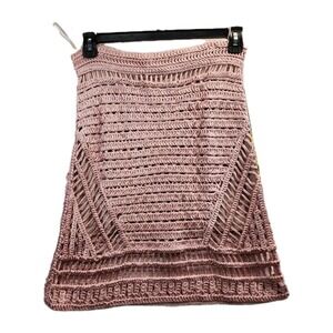 Black Label Wow Couture Shirt Size M Pink Crochet Knitted Knee Length